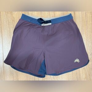 Tracksmith Off Roads Trail Shorts | Mens Small | Eggplant/Blue